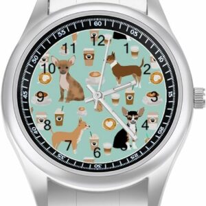 Chihuahua Dogs Cute Mint Coffee Classic Watches 1.jpg