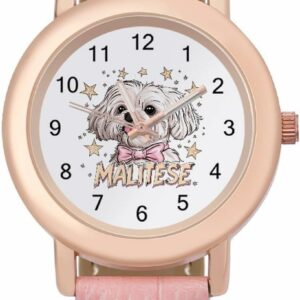 Cute Maltese Dog Fashion Watch Pink 1.jpg