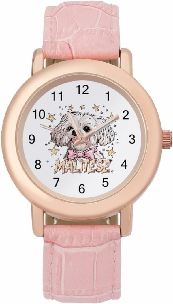Cute Maltese Dog Fashion Watch Pink 1.jpg