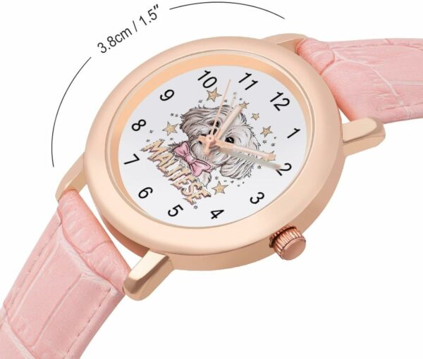 Cute Maltese Dog Fashion Watch Pink 2.jpg